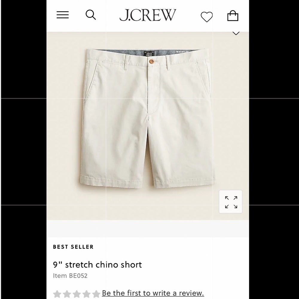 J Crew Mens Stretch Chino Shorts, Size 32